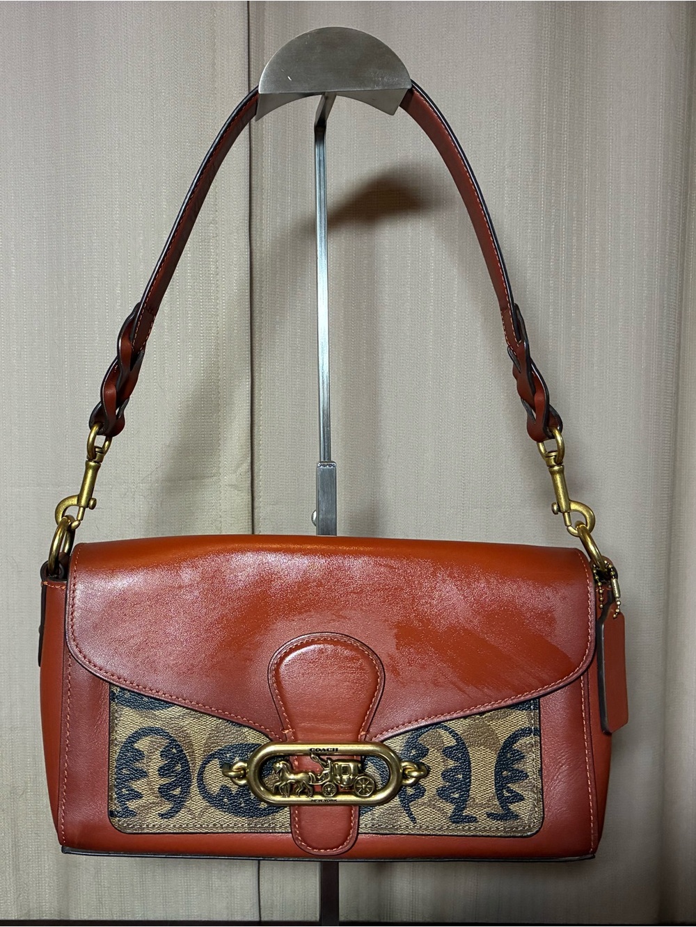 Coach X Guang Yu Leather Shoulder Bag with Signature Canvas
